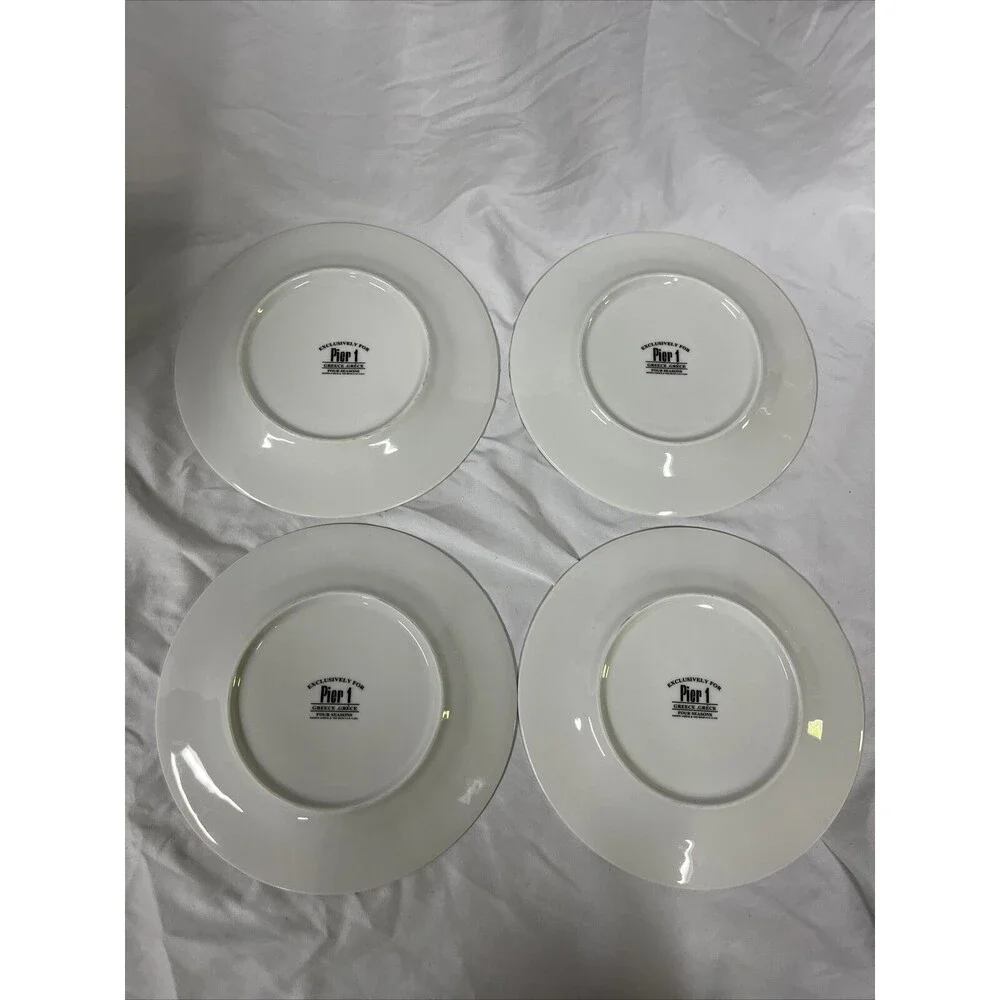Pier 1 Four Seasons‎ Salad Plates 7 3/4” Set of 4 Winter Spring Autumn x2 READ